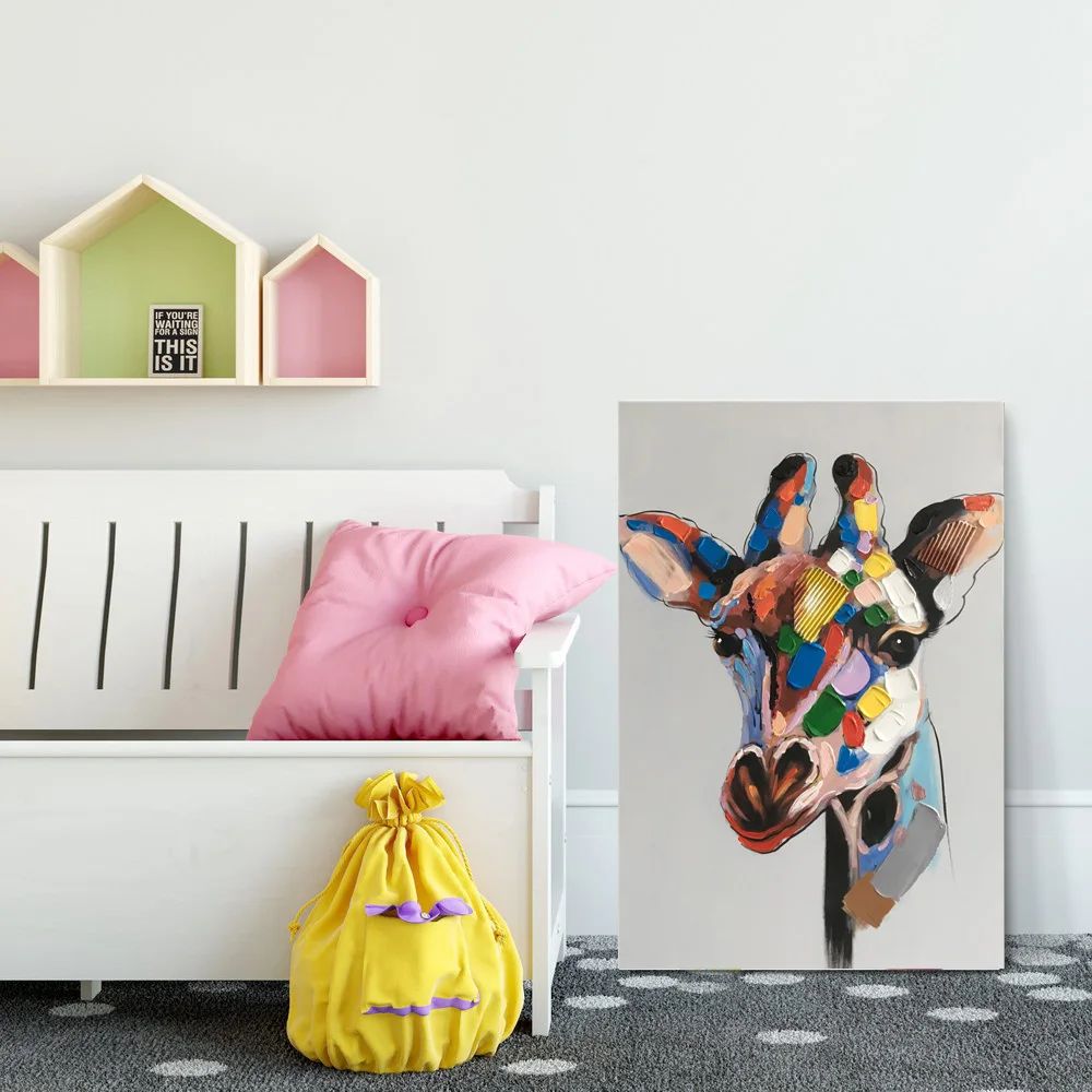 Arte Moderno Venta Pared Arte De Dibujos Animados Jirafa Animal Arte