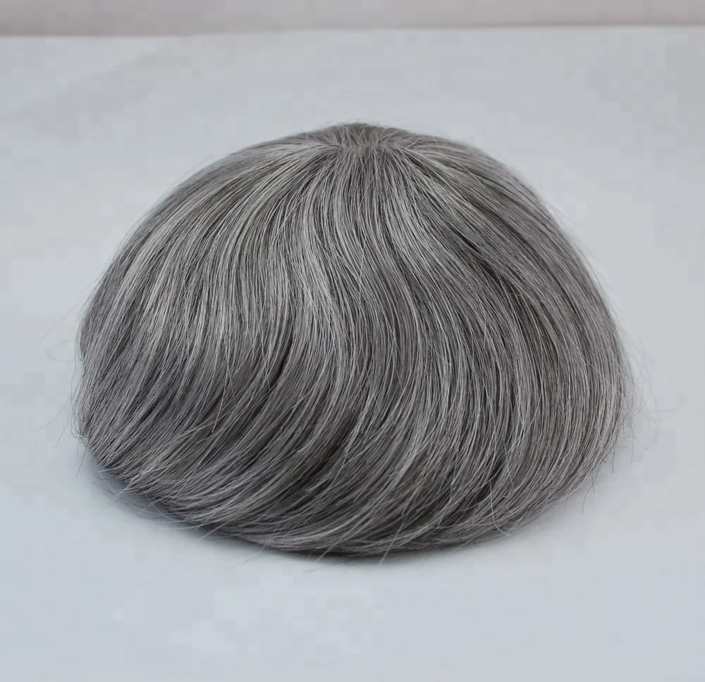 

Gray Hair Toupee for Men 2# with 60% white hair All Swiss Lace prosthesis
