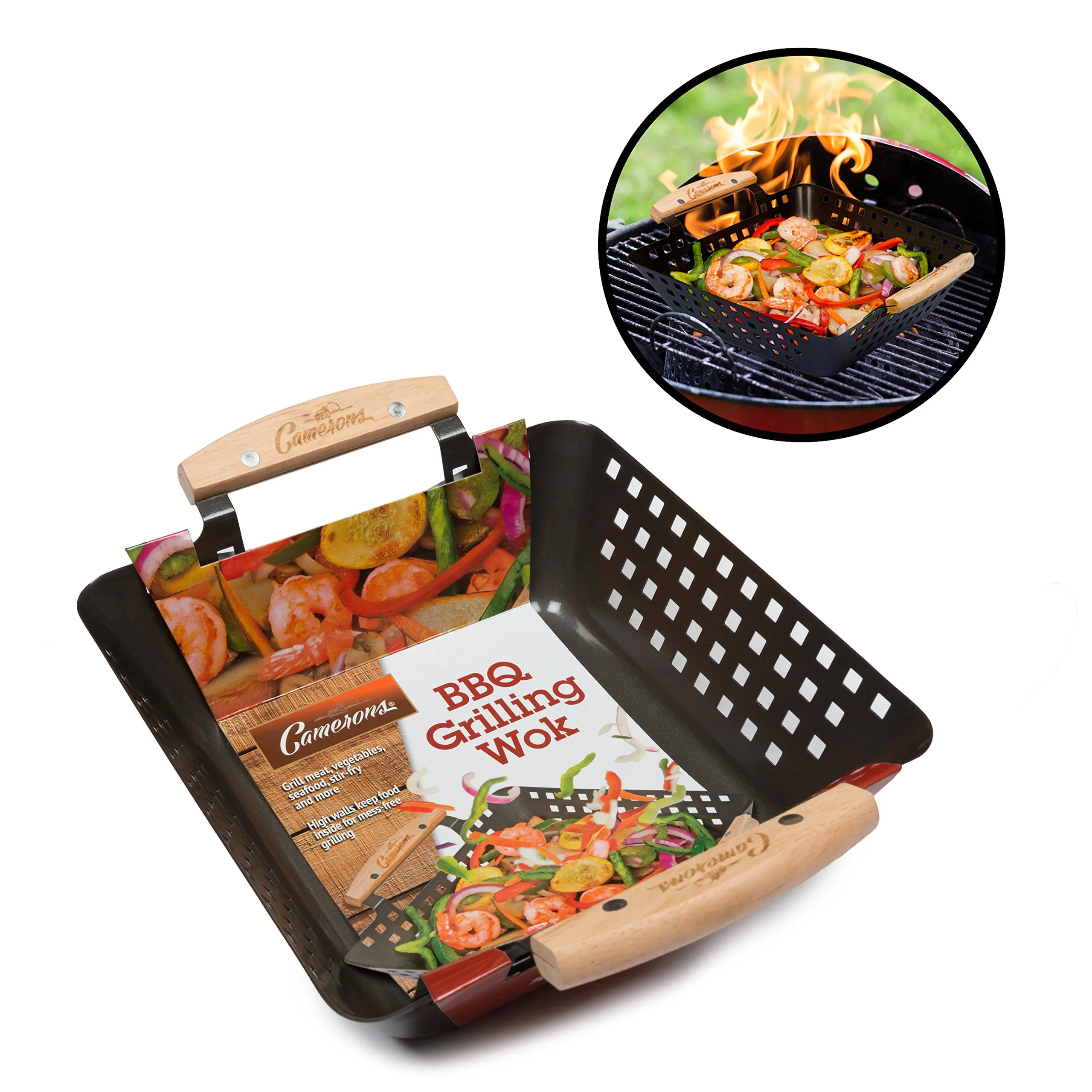 Grill Basket Non Stick Mesh Grilling 12 X Camerons Products Grill Basket Non Stick Bbq Barbecue Grilling Wok W Heat Resistant Handles For Meat Vegetables And Seafood
