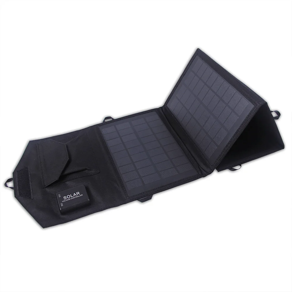 
14W folding solar mobile phone chargers solar usb charger with dual usb for outdoor camping travelling 