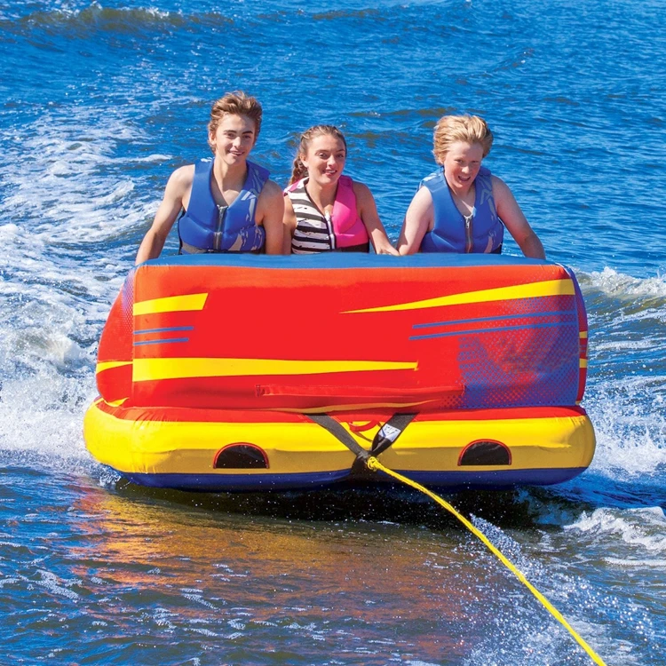 3 Person Heavy-duty PVC & Imported Nylon Inflatable Towable Tube Boat for Water Sports Entertainment