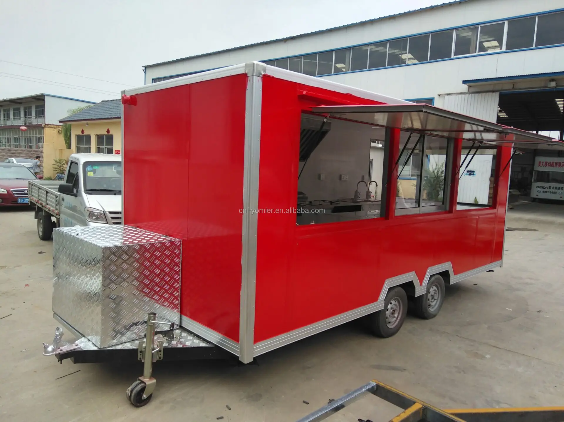 Commercial Mobile Cabinet Food Truck Burger Vending Trailer Pizza