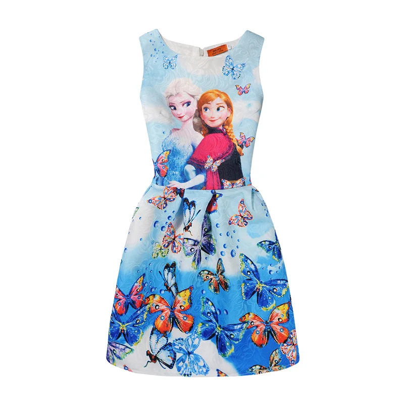 

wholesale casual wear frozen dress elsa with butterfly printing