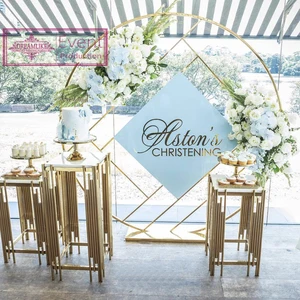 Image of Stainless steel line feeling wedding decoration round wedding backdrop