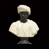 Marble Black Male Statue Bust on Pedestal