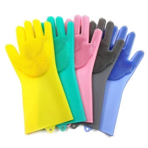 1 Pair Dish Cleaning Sponge Brush Magic Silicone Dishwashing Gloves