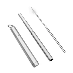 Image of FDA Approved Portable Telescopic Stainless Steel Collapsible Straw With Case