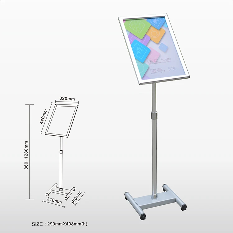 Adjustable Stainless Steel Advertising Display Poster Stand With Square ...