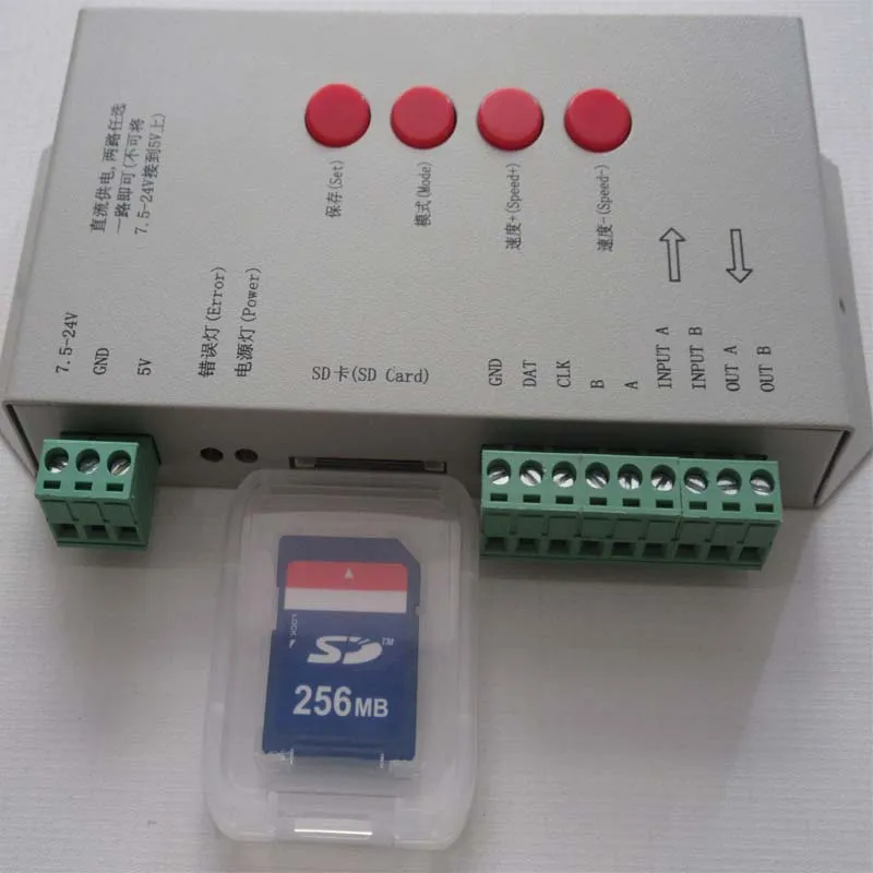 T1000 SD Card Pixel LED Controller WS2801 WS2811 UCS1903 LPD8806 DMX Dream Color LED Controller
