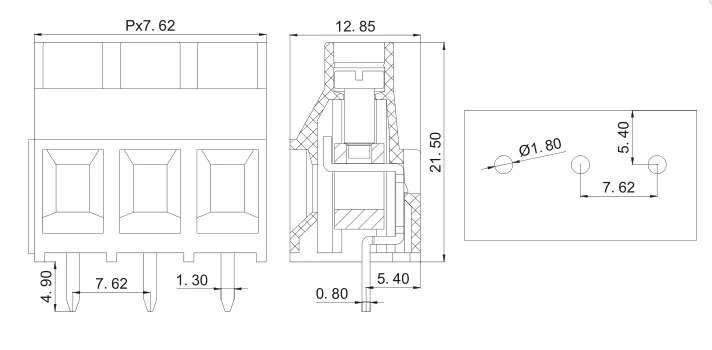 XINKE PCB screw terminal block XK7620-7.62MM pitch 2-3way for power distribution can be spliced