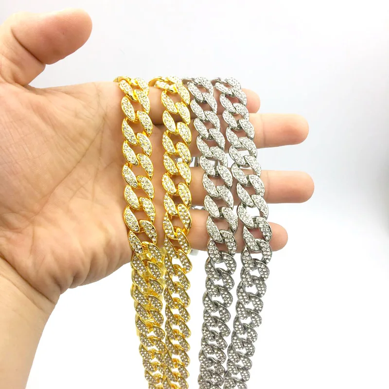 

16inch 18inch 20inch 24inch 30 inch Hip Hop Iced out Miami Cuban Link Chain Necklace Bling bling Jewelry with iced out bracelet