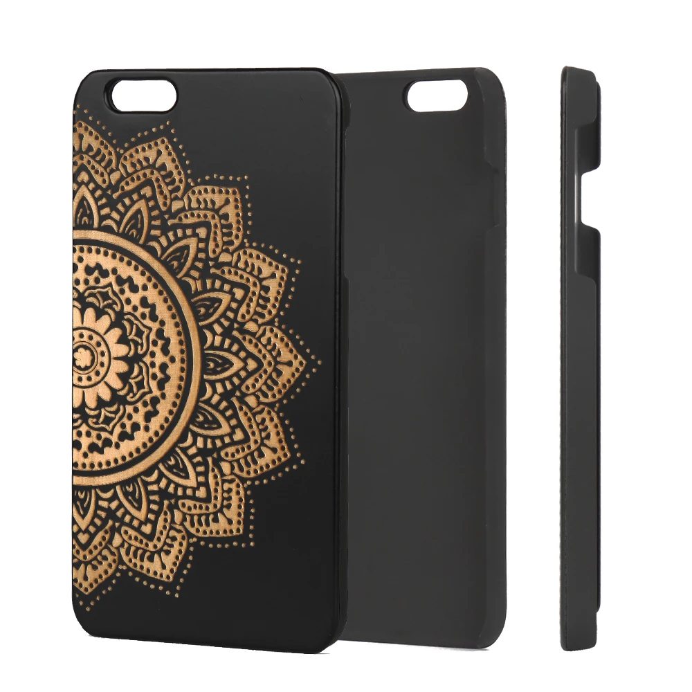 

Black Bamboo Wooden Laser Engraving Mobile Phone Case for iPhone 6 Wood Cell Phone Cover, Choose