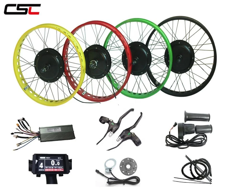 

CSC Best Selling 48V 1000W Electric Snow eBike 20 24" 26" Wheel Hub Motor Fat Tire Bike Conversion Kit LCD 8 display w USB port