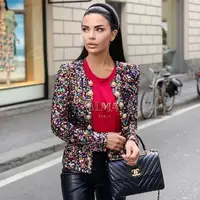 

2019Latest design Ladies twill colorful sequins shining winter formal Blazer Suit office lady Blazer clothes Women jacket coat