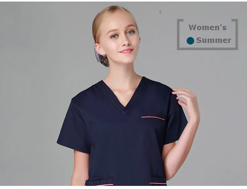 2019 Medical Scrubs Clothing Uniform Dropshipping V Neck Poly Cotton