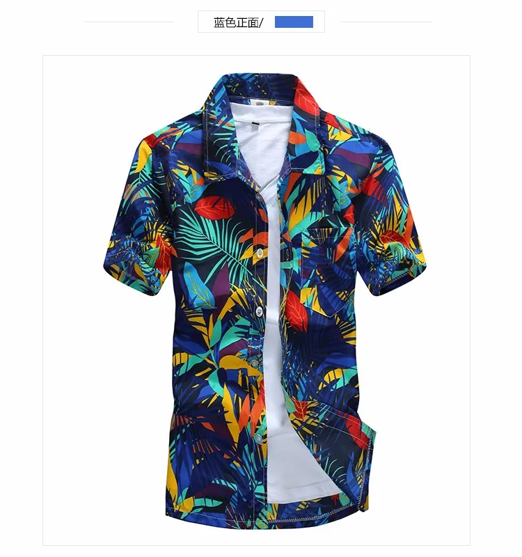 Mens Hawaiian Shirt Male Casual camisa masculina Printed Beach Shirts ...