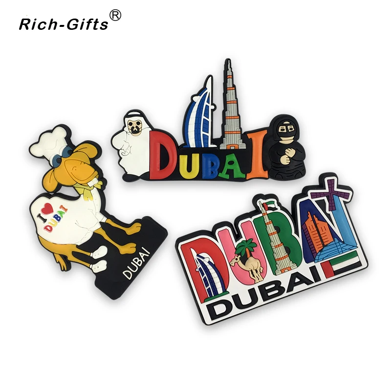 Custom Country Soft Rubber Tourist Souvenir Fridge Magnet For Dubai ...