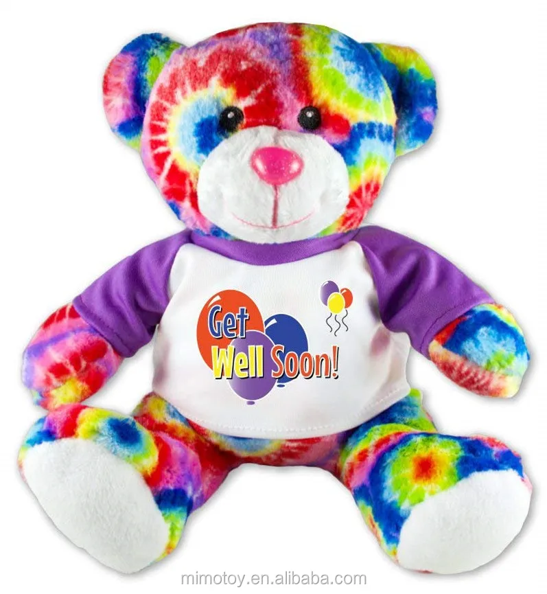 Personalised Get Well Soon Card Teddy Bear cute Rainbow -  Sweden