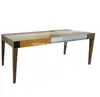 Rectangle Mixed Material Mixed Color Mirrored Glass Wood Dining Table
