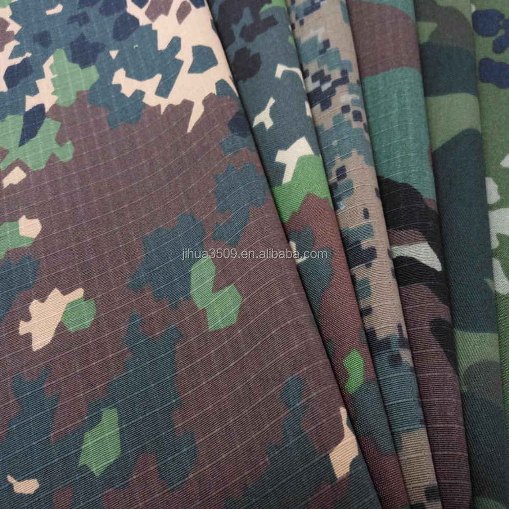 
ripstop fabrics with woodland camouflage 