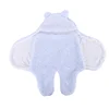 Wholesale best seller newborn plain thick fleece soft sherpa plush hooded babies blanket swaddle baby sleeping sack bag