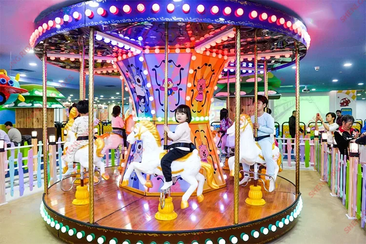 Business Opportunity Theme Park Kids Musical Outdoor Carousel Horse Ride Up Motor Merry Go Round