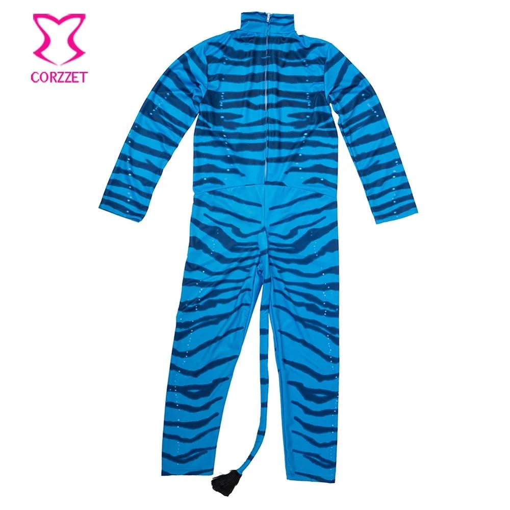 

Corzzet Men Avatar Halloween Catsuit Outfit Clothing Clubwear Party Adult Uniforms Pandora Planet Role Playing Movie Costumes, Blue