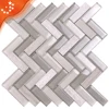 HYM19 Easy Install White Glass Mix Marble Herringbone Mosaic Tiles Floor And Wall Mosaic Tiles