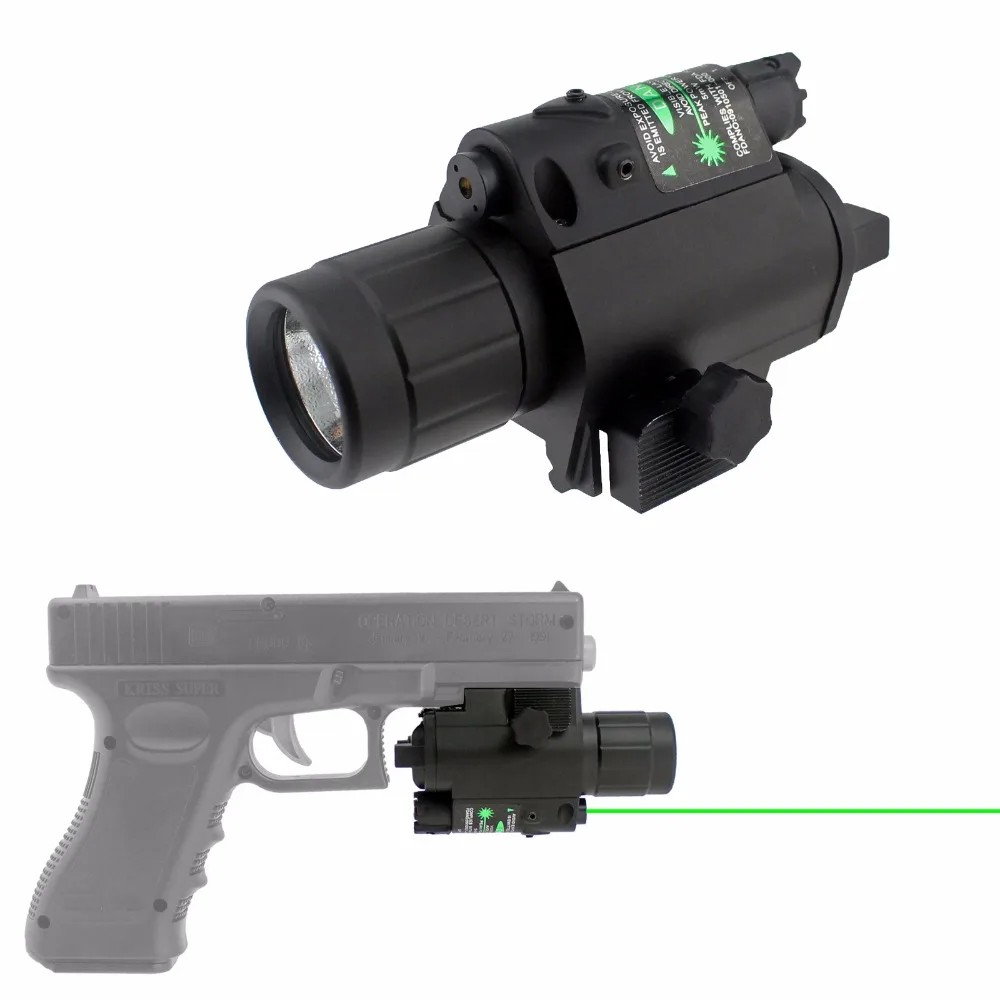 

2 in 1Tactical Green Laser Sight With 20mm Rail ar15 laser flashlight combo for Pistol, Black