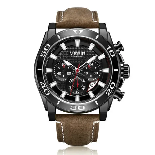 

MEGIR ML2094G Men Quartz Watches Fashion Sport Top Brand Luxury Waterproof Hour Leather Watch Relogio Masculino, Picture