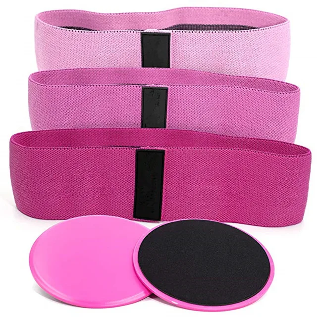 

Best Selling Fitness Workout Hip Circle Resistance Band Set Of 2 With Gliding Discs Core Sliders, Customized color