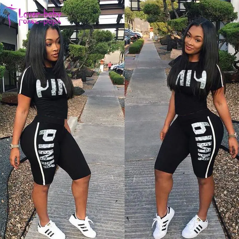 

Two Piece Set Women Clothing Letter Print Short Sleeve Two-piece Pants Suit, N/a