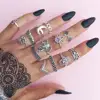 Vintaege Beauty New Retro Carved Hollow Elephant Flower Gemstone 13 Sets of Rings Jewelry Ring Set JR019