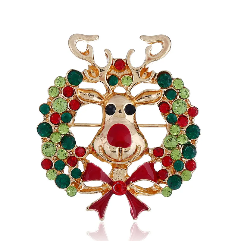 

INFANTA JEWELRY Wholesale Gold Plated Xmas Party Gift Crystal Elk Brooch Enamel Deer Christmas Brooch Korea Holiday Gifts, N/a