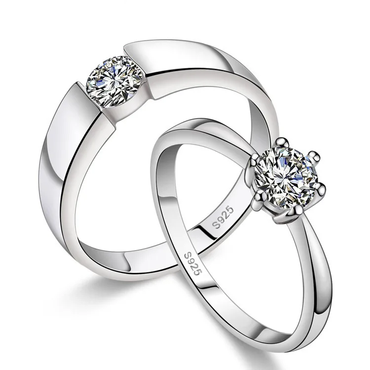 

Newest Cubic Zircon Setting Ladies' Platinum plating Wedding couple Ring, Silver