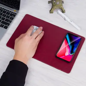 PU leather mouse pad with wireless charger