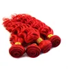 Red Human Hair Deep Wave Remy Hair Weaving Bundles Red Deep Wave Human Hair Bundles Free Shipping 3 Bundles One Pack