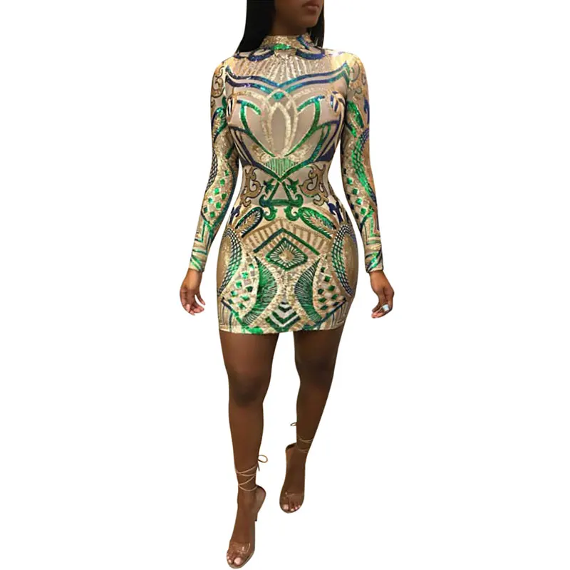 

Wholesales Sale Minty Sequined Stand-up Dress For Women