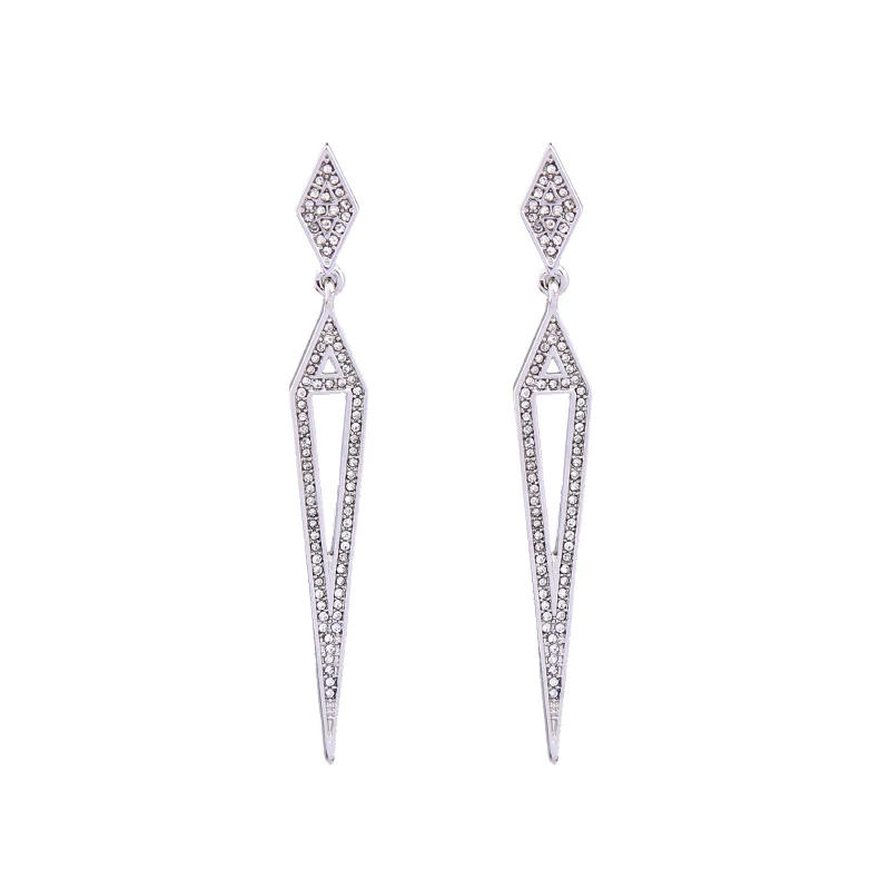 

ed00980b Rhinestone Amazon Drop Shipping Jewelry Wholesale Triangle Fashion Silver Earrings