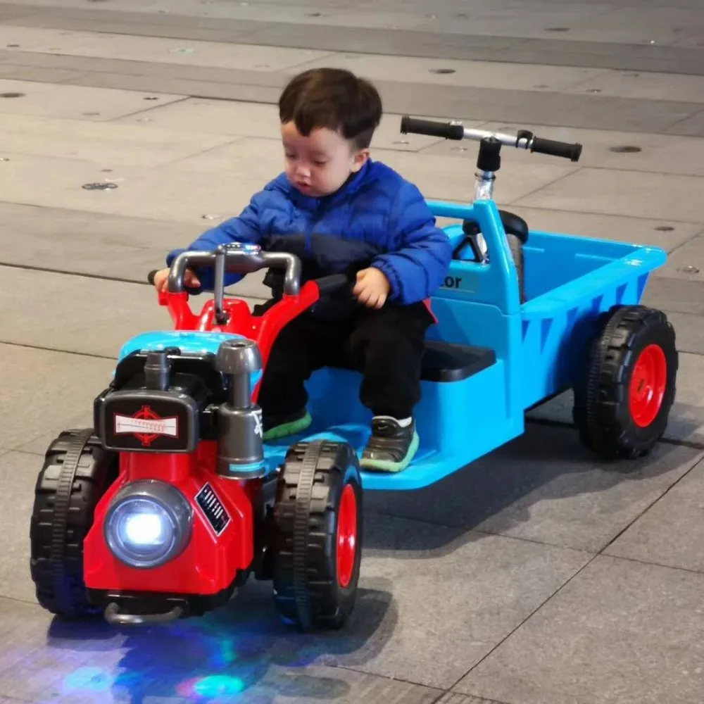 blue ride on tractor