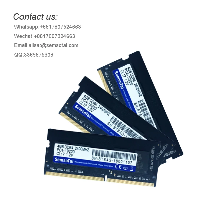 

4GB DDR4 2400MHz PC4-19200 Unbuffered Non-ECC 1.2V CL16 1Rx8 260 Pin SODIMM Laptop Notebook Computer Memory RAM Module