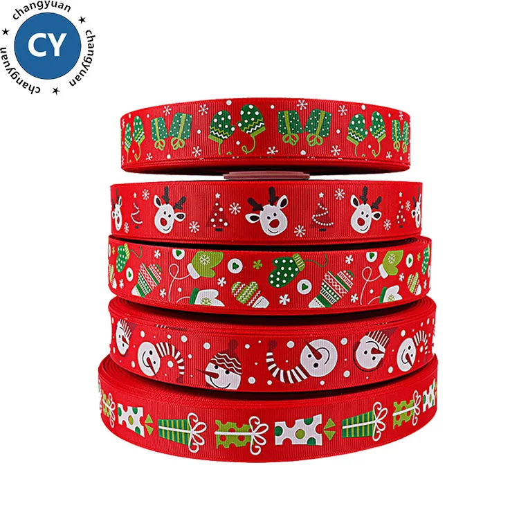 

Wholesale 25mm luxury christmas tree polyester printed grosgrain ribbon,merry christmas decoration celebrate it ribbon, 196 colors