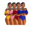2019 new Women hot sexy Off Shoulder Swimsuit Ruffle Sleeve Bikini Two-piece set plus size