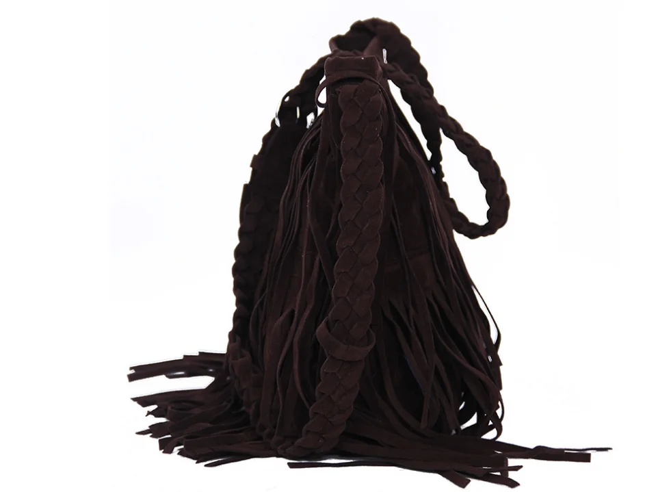 Fashion Women Suede Material Fringe One Shoulder Cross Body Messenger Bag