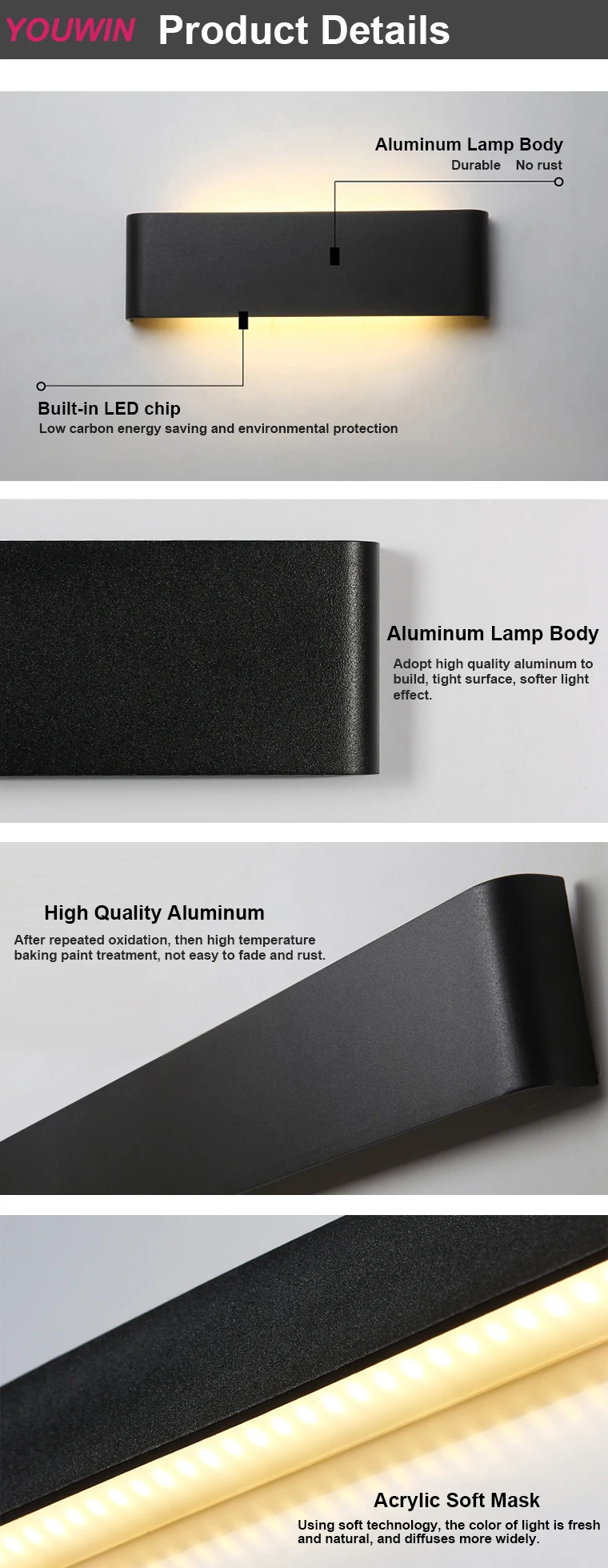 Wall Mounted 10W 24W 36W Boundary Indoor Modern Decorative Hotel LED Wall Light