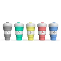 

18 oz Double Wall Sleeve Travel Camping Mugs Foldable Silicone Rubber Drinking Leak Proof Reusable Collapsible Coffee Cup