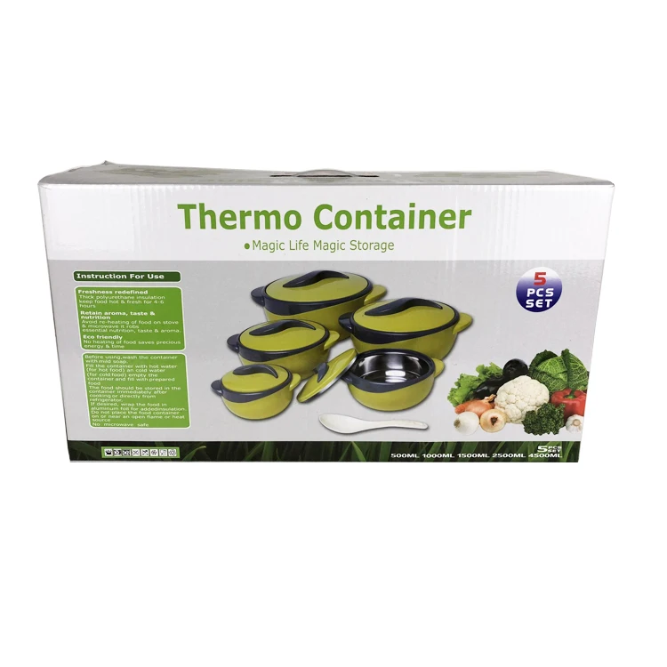 5pcs/set Plastic Insulated Food Warmer Container Thermo Casseroles