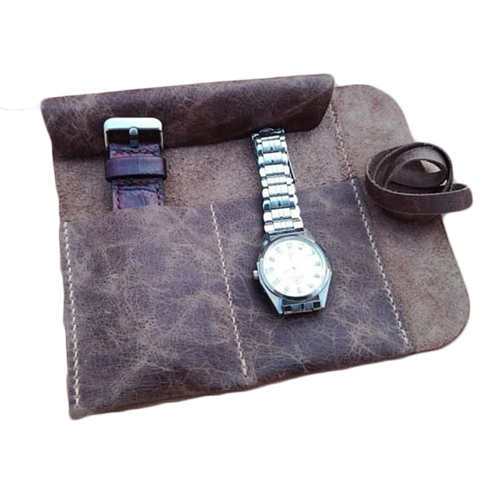 

Leather Travel Custom Watch Jewelry Roll, Gift For Men, Customized color