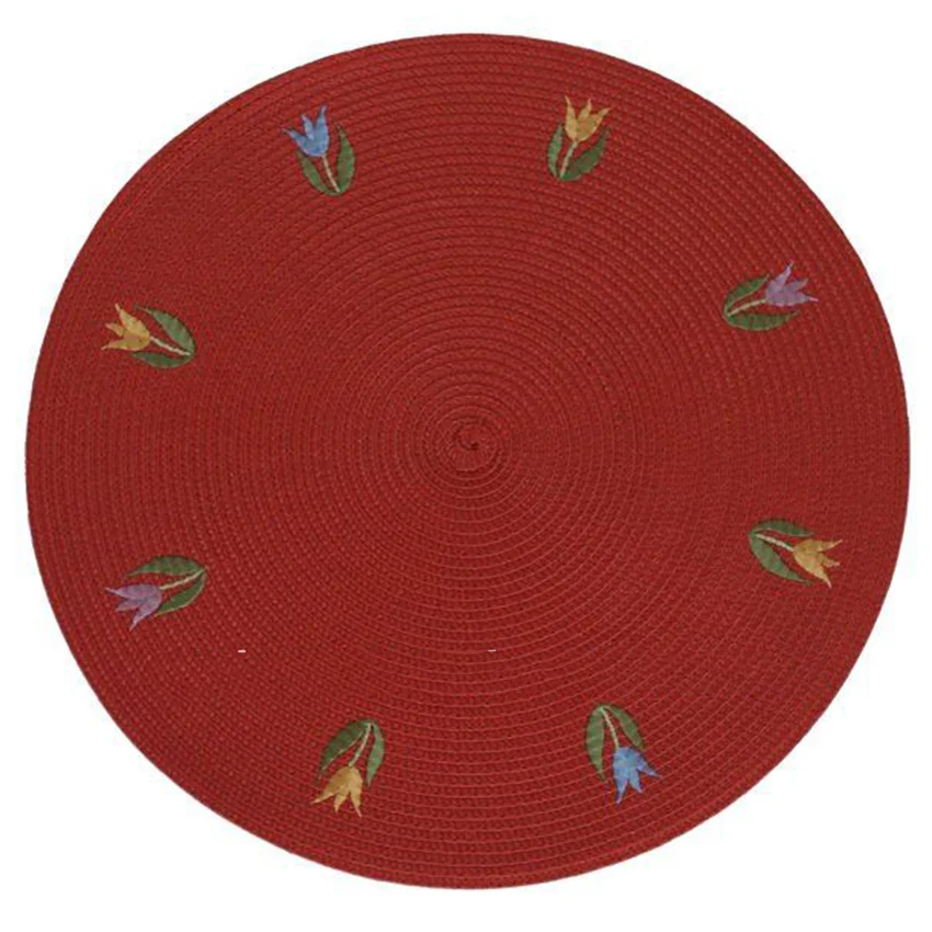 Classical Fashionable Embroidered Round Placemats Woven Pp Table