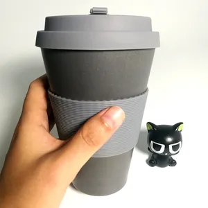 Image of coffee Organic Bamboo Fibre Reusable Coffee Cup Black 450ml